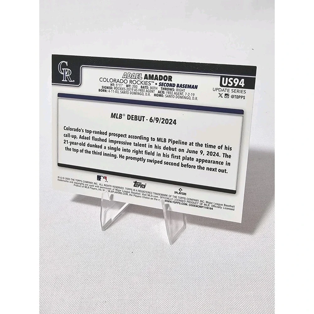 #US94 Adael Amador Rookie Debut Holiday Foil - 2025 Topps Update‎